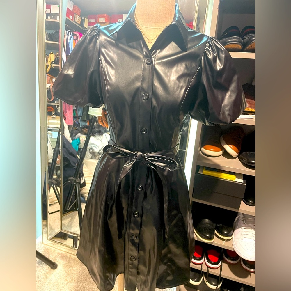 Faux black mid dress